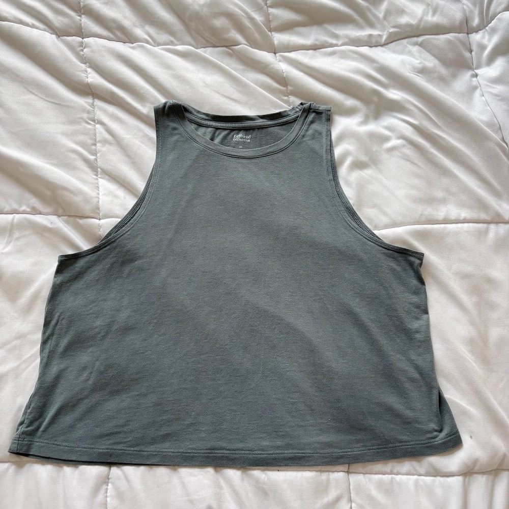 Girlfriend Collective Tank Top Womens Medium Cupro Organic Cotton‎ Green Relaxed